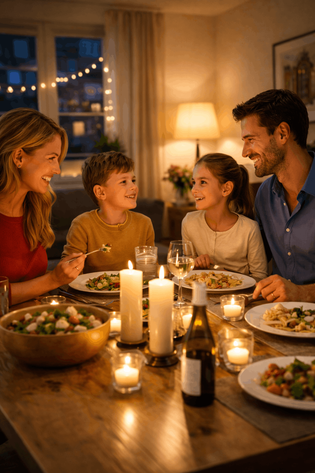 Kaarsen branden aan tafel en luchtkwaliteit in huis