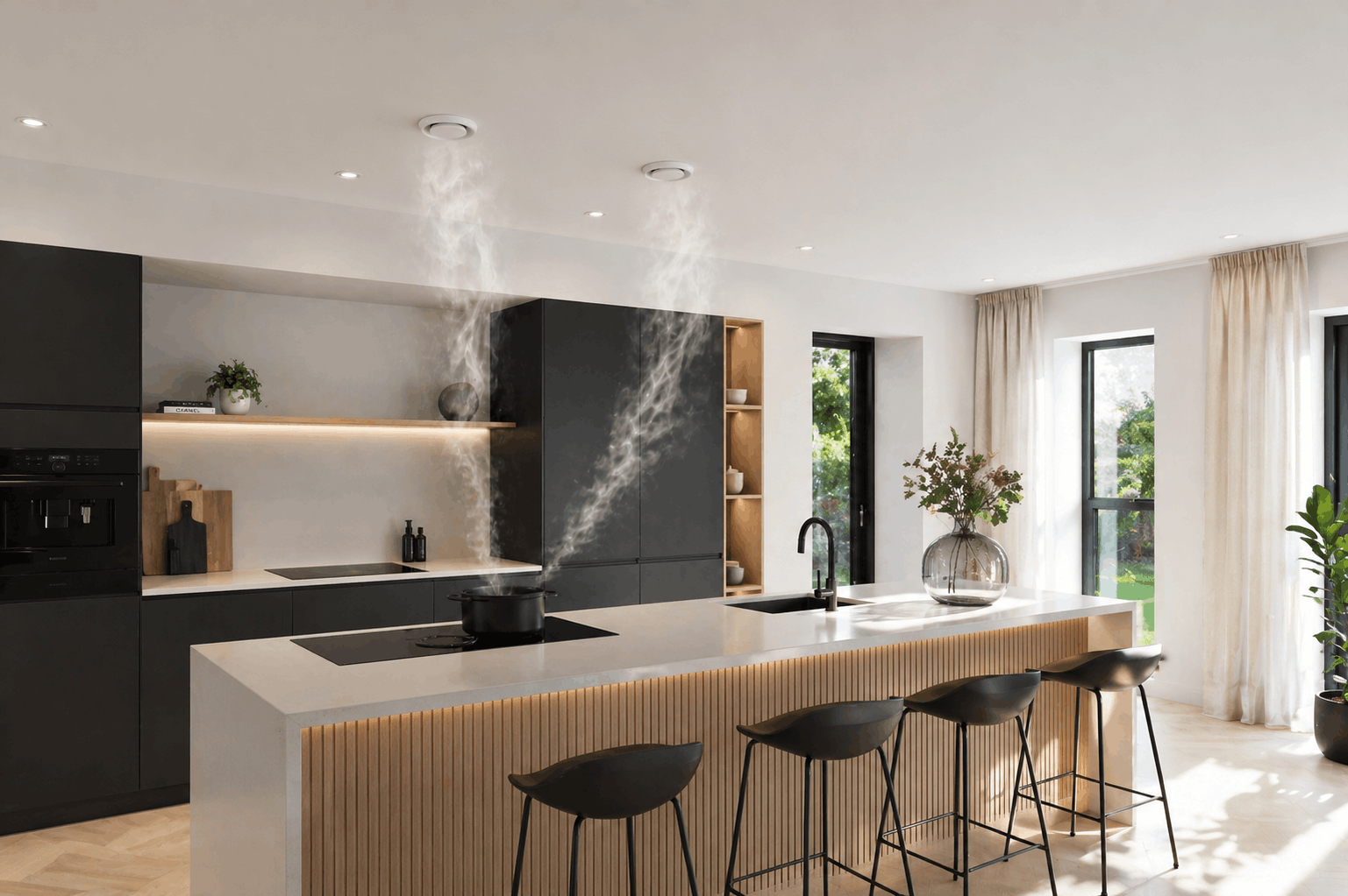 Twee afzuigpunten in de keuken: waarom is dat nodig?