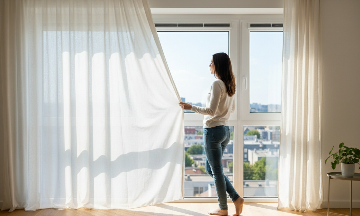 Gordijnen openen voor ventilatie